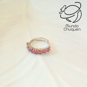 anillo piedras rosa