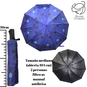 Sombrilla puntos azul mediana automática reforzada filtro UV