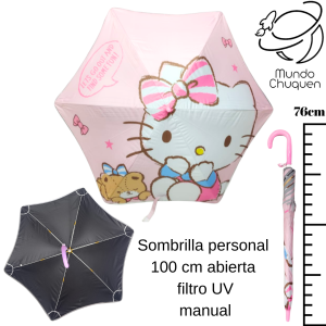 Sombrilla Hello Kitty bastón manual personal filtro UV