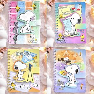 Cuaderno Snoopy velcro hoja rayas decorada