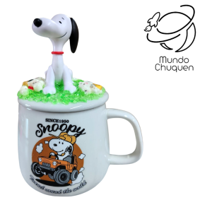 Mug Snoopy Tapa y figura 3d