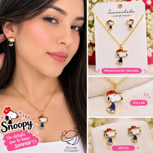 Collar  Snoopy  gorra-cover gold