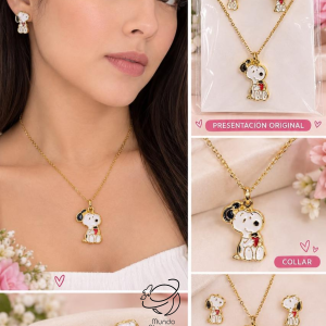 Collar Snoopy  corazon Cover gold