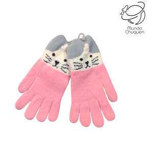Guante Gato rosa-gris (para pantalla tactil)