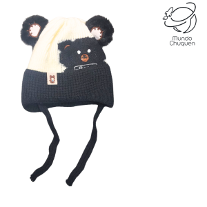 Gorro hilo oso negro niño