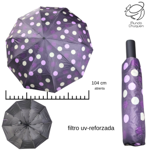 Sombrilla mediana automatica reforzada  morada puntos