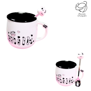 Mug vaca con tapa y cuchara