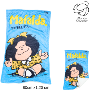 Cobija Mafalda fondo azul termica viajera