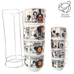 Mug x4 Mafalda(apilable) (BAJO PEDIDO)
