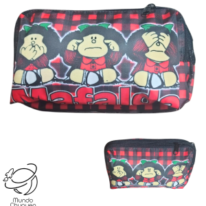 Cartuchera mafalda rojo cuadros 3malleras