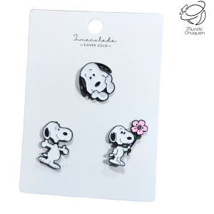 Pin Snoopy flor x3 metalico